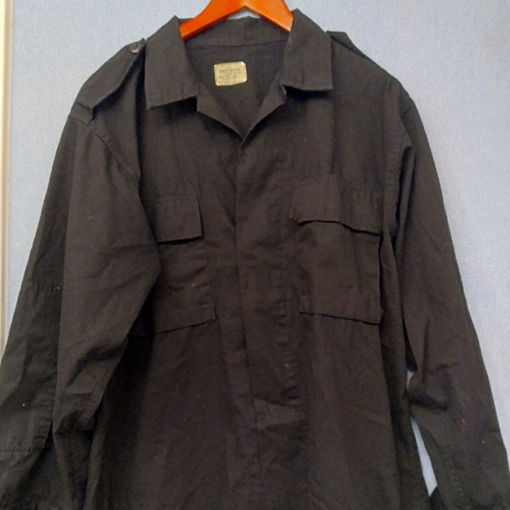 Military Style Shirt Jacket Long Sleeve Button Up‎ Olive Drab Green